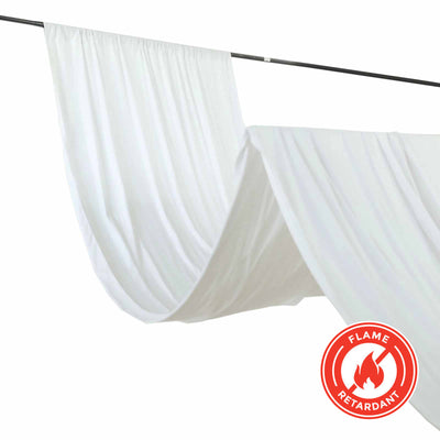 White Scuba Polyester Ceiling/Curtain Draping Fabric, Commercial Grade Fire Retardant Wrinkle Free Backdrop Panel With Rod Pocket - 5ftx30ft
