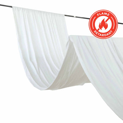 White Scuba Polyester Ceiling/Curtain Draping Fabric, Commercial Grade Fire Retardant Wrinkle Free Backdrop Panel With Rod Pocket - 5ftx40ft
