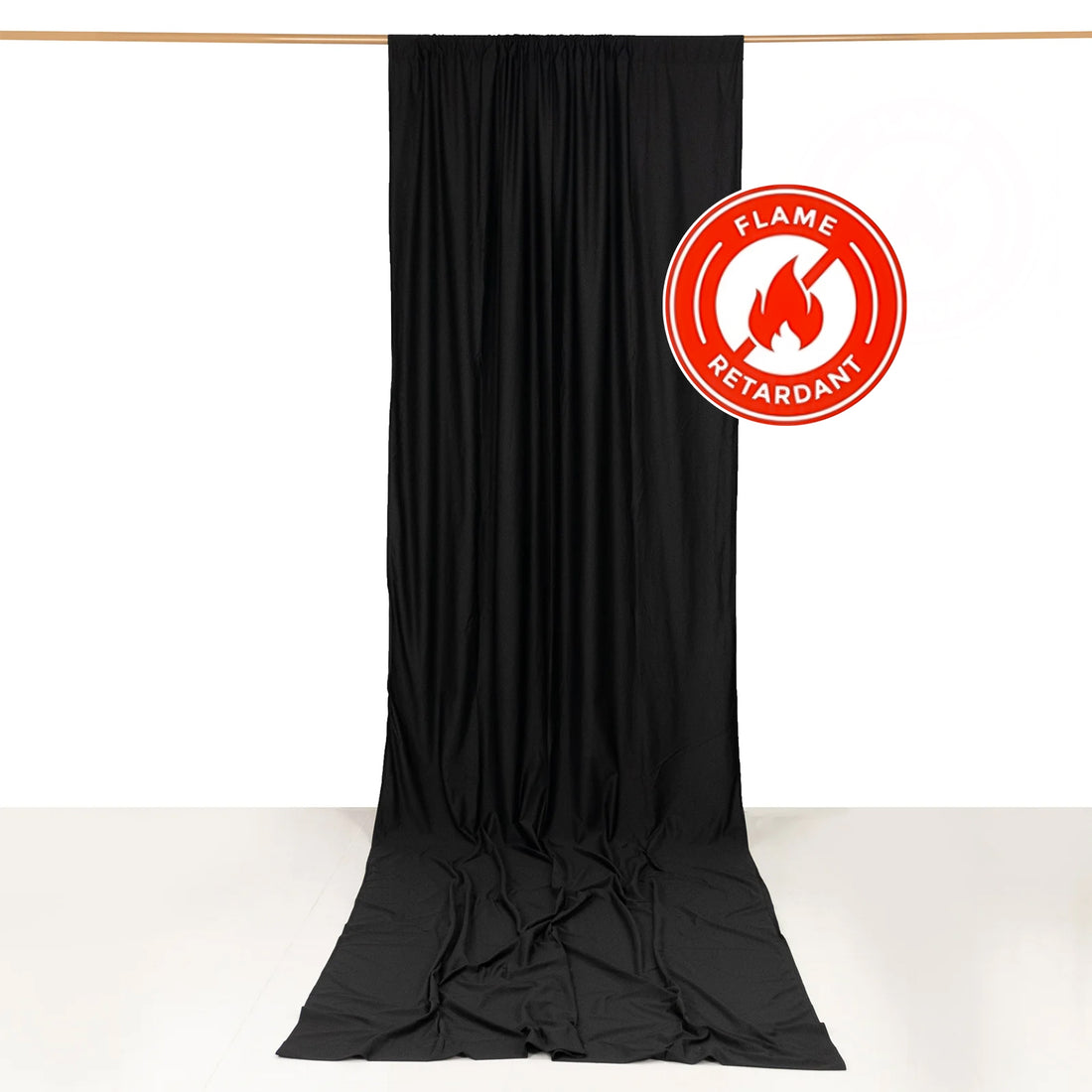 Black Scuba Polyester Backdrop Drape Curtain, Durable Flame Resistant Event Divider Panel Wrinkle