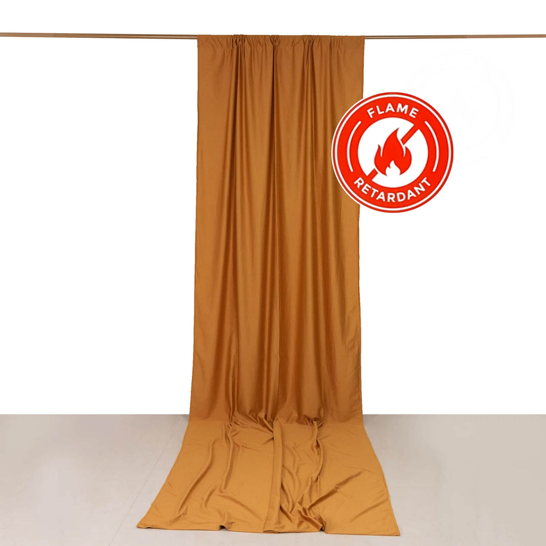 Gold Scuba Polyester Backdrop Drape Curtain, Durable Flame Resistant Event Divider Panel