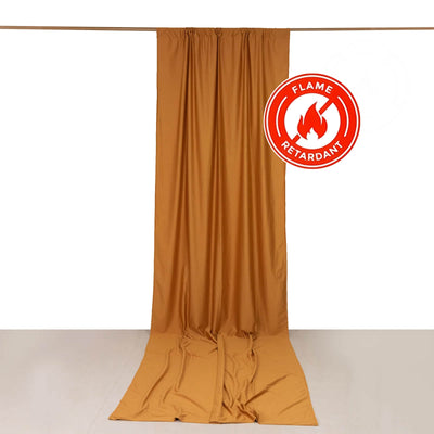 Gold Scuba Polyester Backdrop Drape Curtain, Durable Flame Resistant Event Divider Panel Wrinkle Free With Rod Pockets - 5ftx14ft