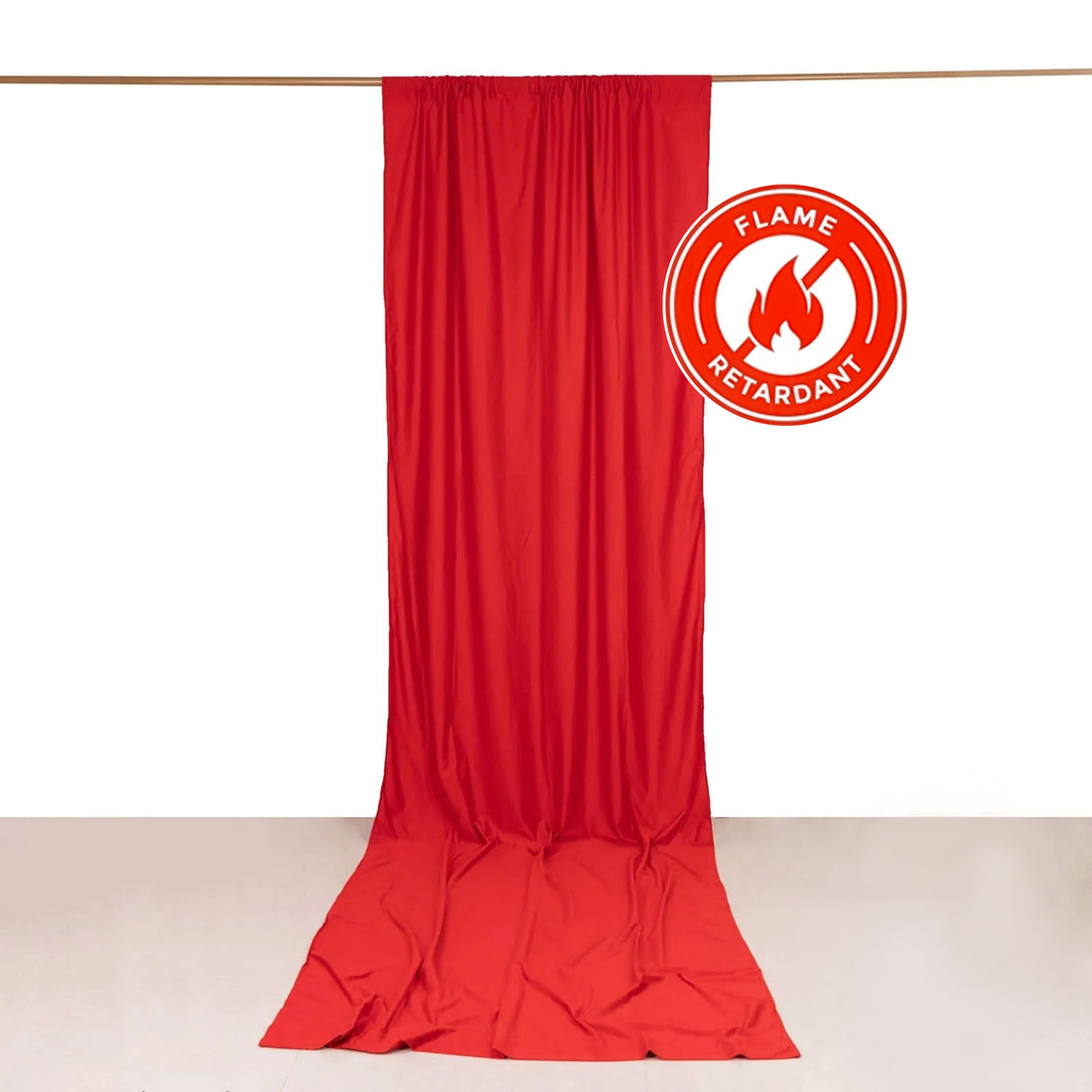 Red Scuba Polyester Backdrop Drape Curtain, Durable Flame Resistant Event Divider Panel Wrinkle