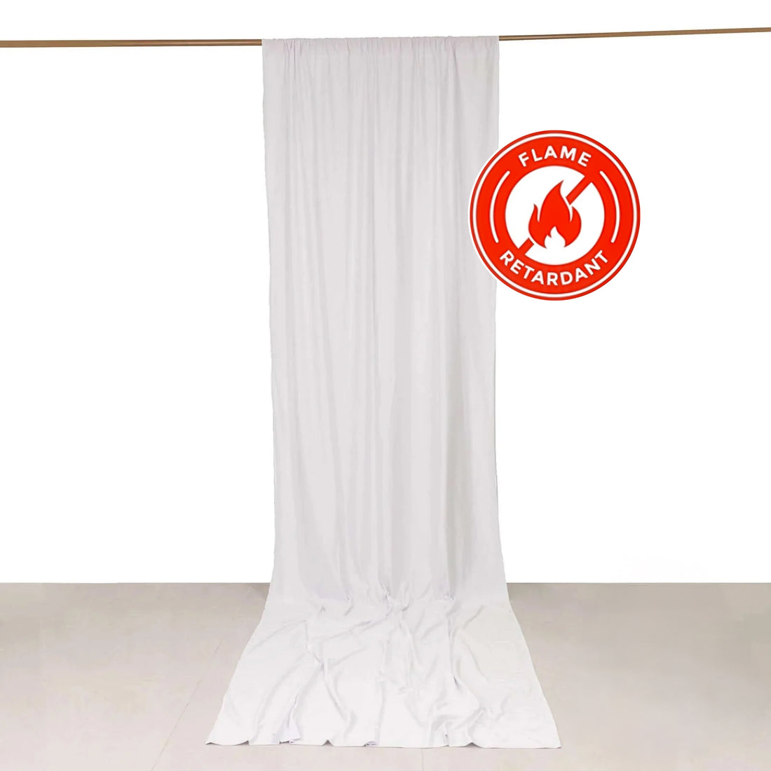 White Scuba Polyester Backdrop Drape Curtain, Durable Flame Resistant Event Divider Panel