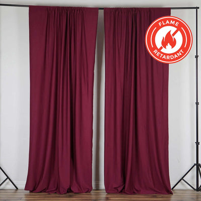 2 Pack Burgundy Scuba Polyester Backdrop Drape Curtains, Durable Flame Resistant Event Divider Panels Wrinkle Free With Rod Pockets - 10ftx10ft