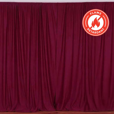 2 Pack Burgundy Scuba Polyester Backdrop Drape Curtains, Durable Flame Resistant Event Divider Panels Wrinkle Free With Rod Pockets - 10ftx10ft