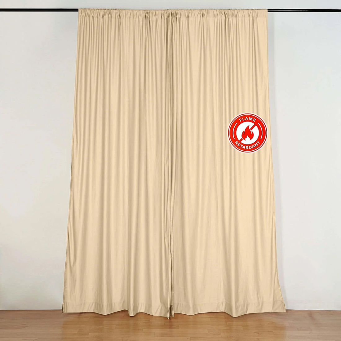 Champagne Scuba Polyester Backdrop Drape Curtains, Durable Flame Resistant Event Divider Panels