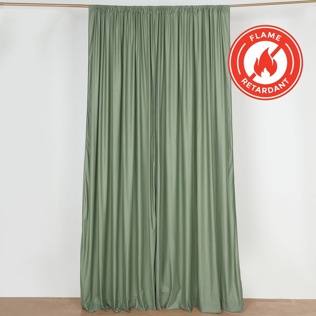 2 Pack Eucalyptus Sage Green Scuba Polyester Curtain Panel Durable Flame Resistant Backdrops