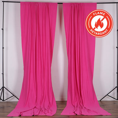 2 Pack Fuchsia Scuba Polyester Backdrop Drape Curtains, Durable Flame Resistant Event Divider Panels Wrinkle Free With Rod Pockets - 10ftx10ft