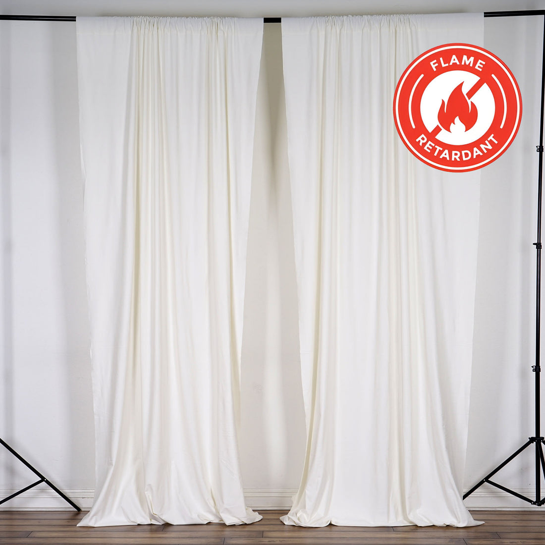 Ivory Scuba Polyester Backdrop Drape Curtains, Durable Flame Resistant Event Divider Panels