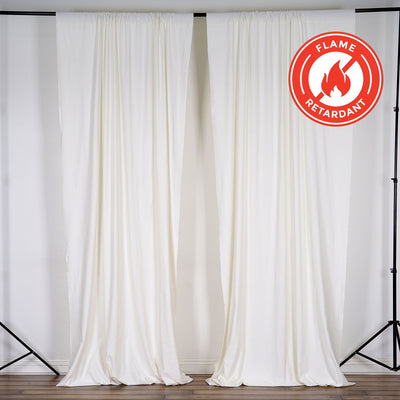 2 Pack Ivory Scuba Polyester Backdrop Drape Curtains, Durable Flame Resistant Event Divider Panels Wrinkle Free With Rod Pockets - 10ftx10ft