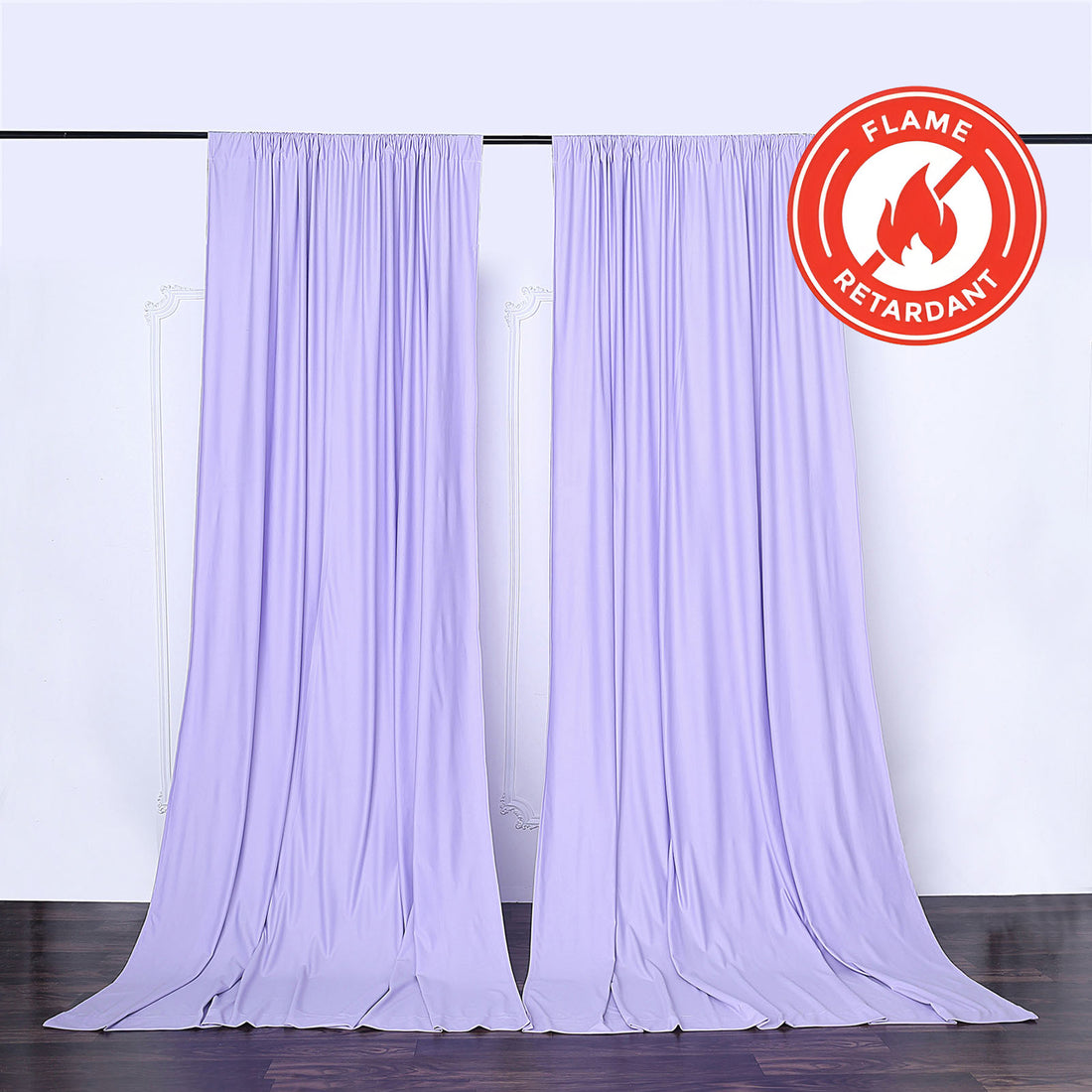 Lavender Lilac Scuba Polyester Backdrop Drape Curtains, Durable Flame Resistant Divider Panels