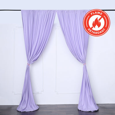 2 Pack Lavender Lilac Scuba Polyester Backdrop Drape Curtains, Durable Flame Resistant Event Divider Panels Wrinkle Free With Rod Pockets - 10ftx10ft