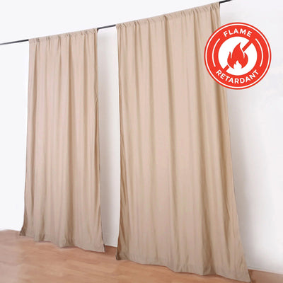 2 Pack Nude Scuba Polyester Backdrop Drape Curtains, Durable Flame Resistant Event Divider Panels Wrinkle Free With Rod Pockets - 10ftx10ft