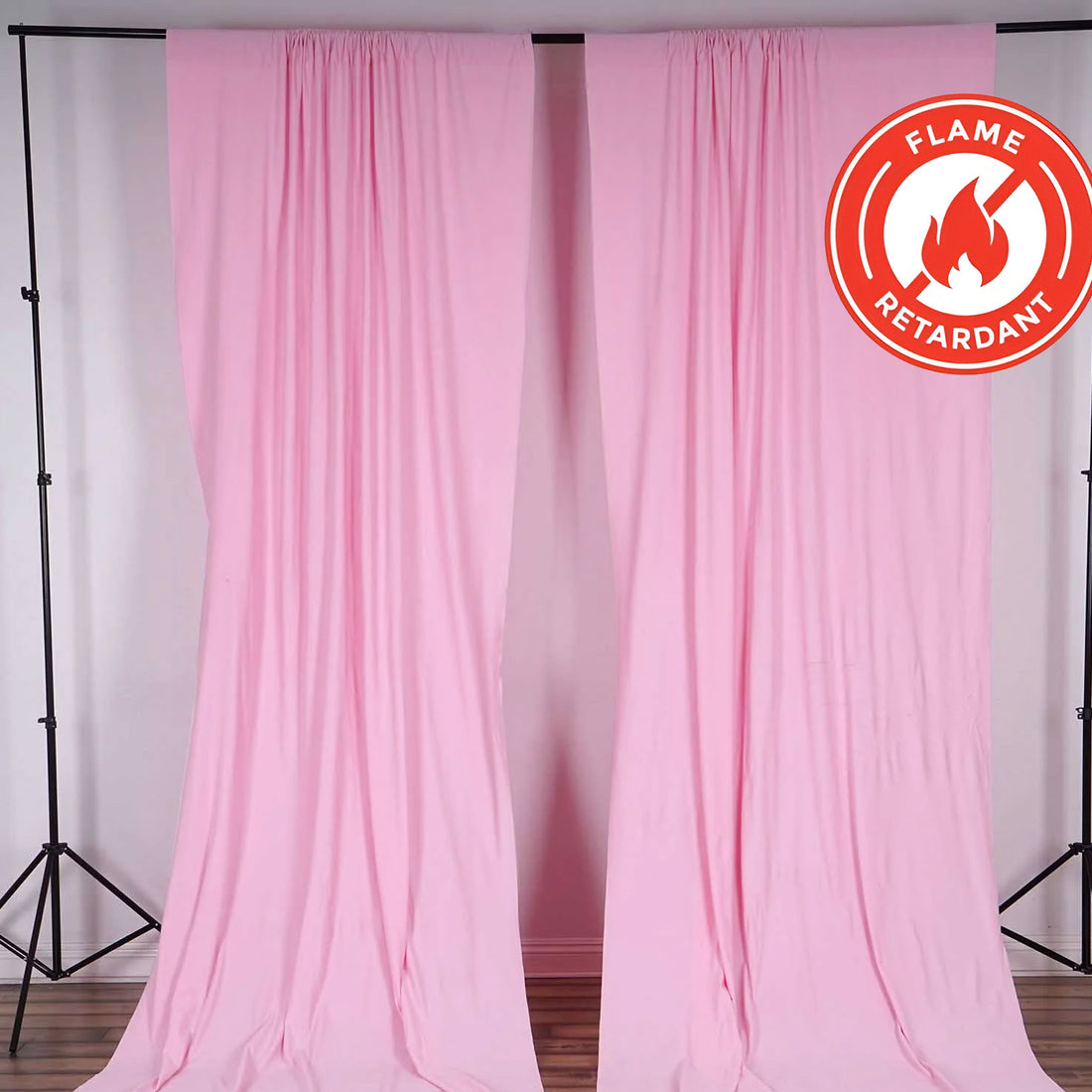 Pink Scuba Polyester Backdrop Drape Curtains, Durable Flame Resistant Event Divider Panels