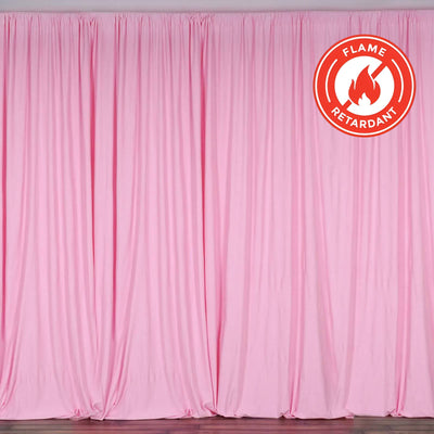 2 Pack Pink Scuba Polyester Backdrop Drape Curtains, Durable Flame Resistant Event Divider Panels Wrinkle Free With Rod Pockets - 10ftx10ft