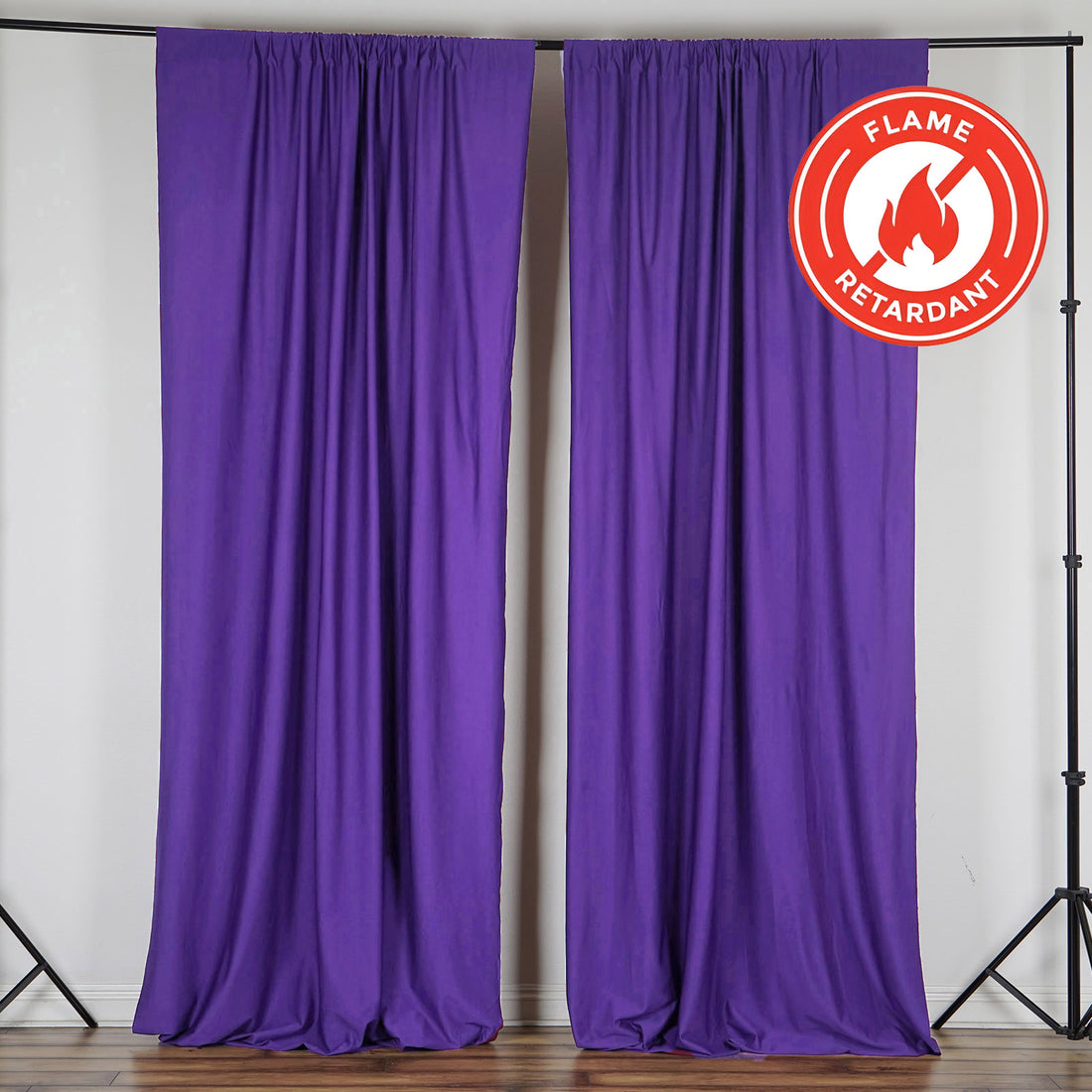 Purple Scuba Polyester Backdrop Drape Curtains, Durable Flame Resistant Event Divider Panels