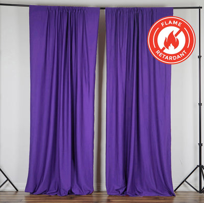 2 Pack Purple Scuba Polyester Backdrop Drape Curtains, Durable Flame Resistant Event Divider Panels Wrinkle Free With Rod Pockets - 10ftx10ft