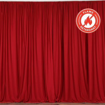 2 Pack Red Scuba Polyester Backdrop Drape Curtains, Durable Flame Resistant Event Divider Panels Wrinkle Free With Rod Pockets - 10ftx10ft
