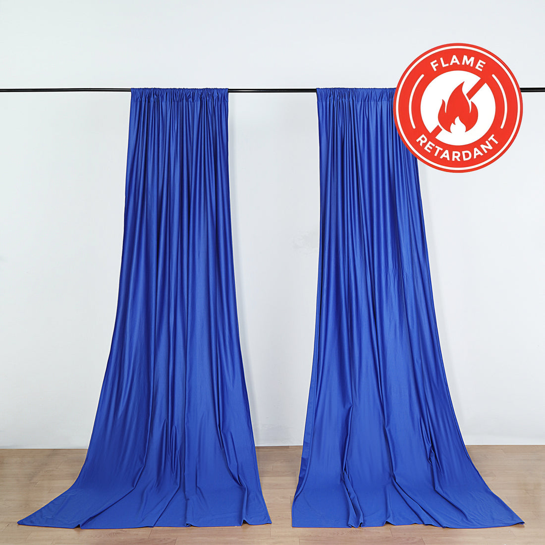 Royal Blue Scuba Polyester Backdrop Drape Curtains, Durable Flame Resistant Event Divider Panels