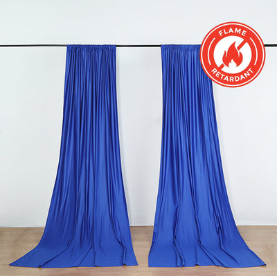 2 Pack Royal Blue Scuba Polyester Backdrop Drape Curtains, Durable Flame Resistant Event Divider Panels Wrinkle Free With Rod Pockets - 10ftx10ft