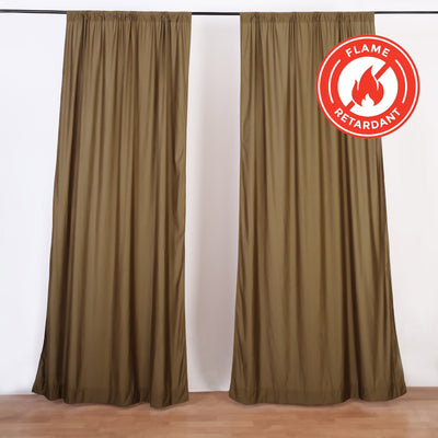 2 Pack Taupe Scuba Polyester Backdrop Drape Curtains, Durable Flame Resistant Event Divider Panels Wrinkle Free With Rod Pockets - 10ftx10ft