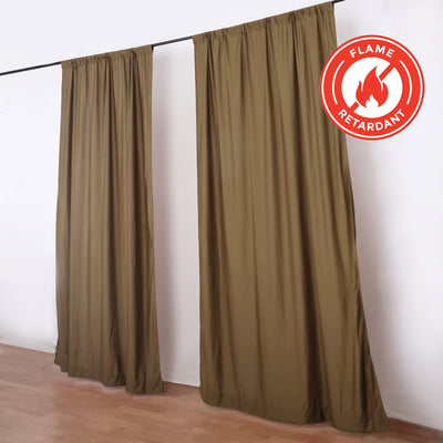 2 Pack Taupe Scuba Polyester Backdrop Drape Curtains, Durable Flame Resistant Event Divider Panels Wrinkle Free With Rod Pockets - 10ftx10ft
