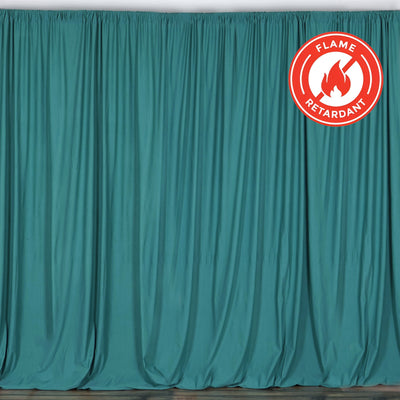2 Pack Turquoise Scuba Polyester Backdrop Drape Curtains, Durable Flame Resistant Event Divider Panels Wrinkle Free With Rod Pockets - 10ftx10ft