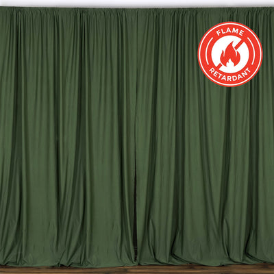 2 Pack Olive Green Scuba Polyester Backdrop Drape Curtains, Durable Flame Resistant Event Divider Panels Wrinkle Free With Rod Pockets - 10ftx10ft