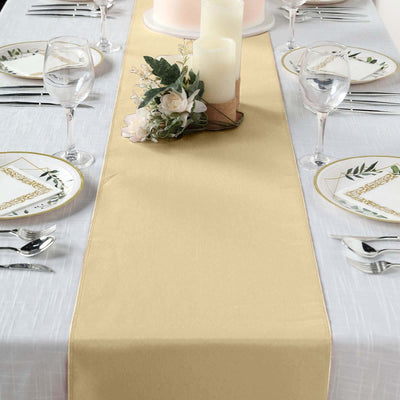 Polyester Table Runner 12"x108" Champagne - Wrinkle-Resistant & Durable Table Decor