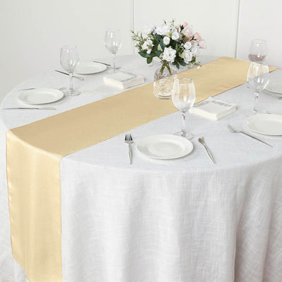Polyester Table Runner 12"x108" Champagne - Wrinkle-Resistant & Durable Table Decor