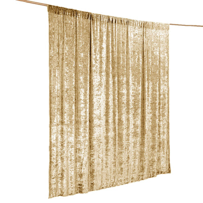 Crushed Velvet Backdrop Curtain – Champagne 8ft x 8ft Event Drape with Rod Pocket, Privacy Panel for Photo Booths & Events