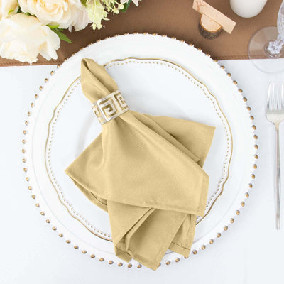 5 Pack Polyester Napkins 17"x17" Champagne - Wrinkle Resistant & Easy Care Cloth Napkins