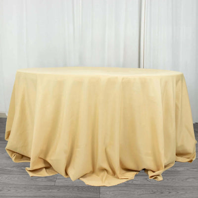 Premium Polyester Round Tablecloth 132" Champagne - Seamless 220GSM Table Cover