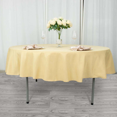 Premium Polyester Round Tablecloth 90" Champagne - 220GSM Wrinkle-Resistant & Durable Table Cover