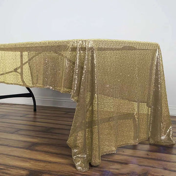 Champagne Seamless Premium Sequin Rectangle Tablecloth 60"x126"