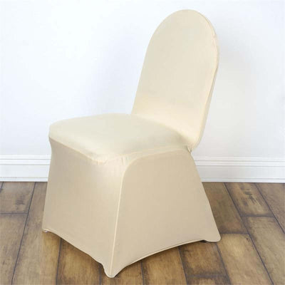Spandex Stretch Fitted Banquet Chair Cover 160GSM Champagne - Durable Slip-On Slipcover