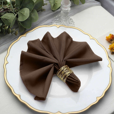 5 Pack Polyester Napkins 17"x17" Chocolate Brown - Wrinkle Resistant & Easy Care Cloth Napkins