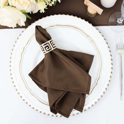 5 Pack Polyester Napkins 17"x17" Chocolate Brown - Wrinkle Resistant & Easy Care Cloth Napkins
