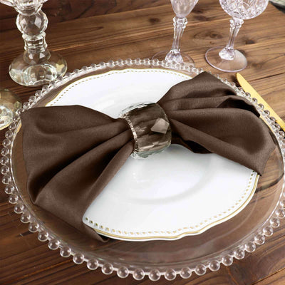 5 Pack Polyester Napkins 17"x17" Chocolate Brown - Wrinkle Resistant & Easy Care Cloth Napkins