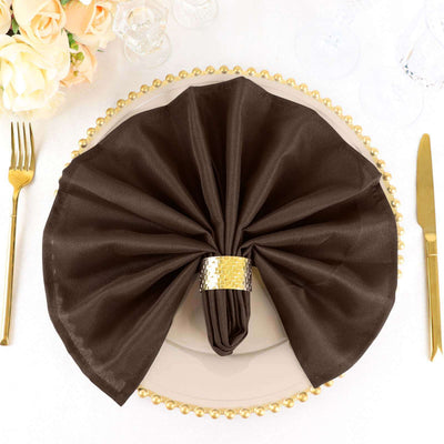 5 Pack Polyester Napkins 20"x20" Chocolate - Durable & Wrinkle Resistant Dinner Napkins