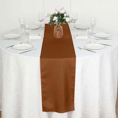 Polyester Table Runner 12"x108" Cinnamon Brown - Wrinkle-Resistant & Durable Table Decor