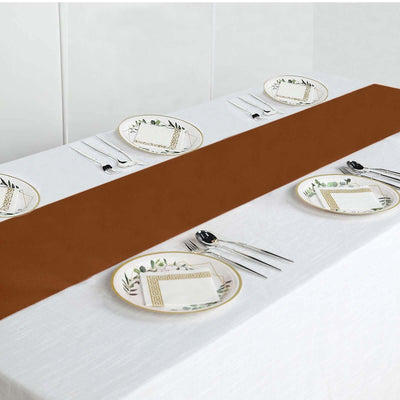 Polyester Table Runner 12"x108" Cinnamon Brown - Wrinkle-Resistant & Durable Table Decor