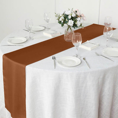 Polyester Table Runner 12"x108" Cinnamon Brown - Wrinkle-Resistant & Durable Table Decor