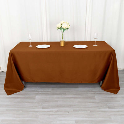 Polyester Rectangle Tablecloth 72"x120" Cinnamon Brown with Wrinkle-Resistant Finish - Reusable Table Cover