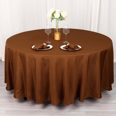 Polyester Round Tablecloth 108" Cinnamon Brown - Durable and Stain-Resistant for Easy Maintenance