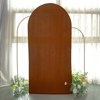 Cinnamon Brown Spandex Fitted Wedding Arch Cover For Round Top Chiara Backdrop Stand 7ft