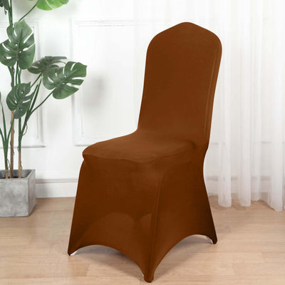 Spandex Stretch Fitted Banquet Chair Cover 160GSM Cinnamon Brown - Durable Slip-On Slipcover