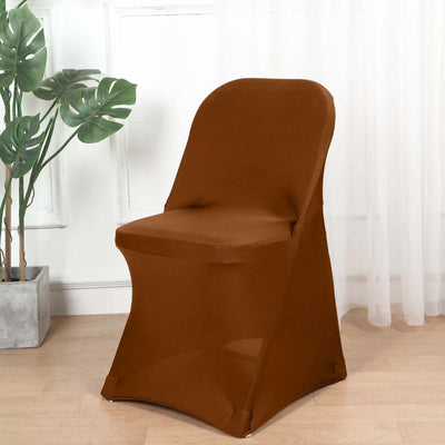 Stretch Spandex Folding Chair Cover Cinnamon Brown - Durable 160GSM Fitted Slipcover