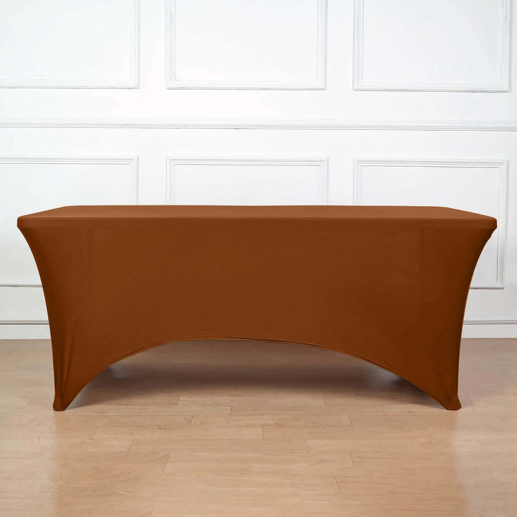 6ft Cinnamon Brown Spandex Stretch Fitted Rectangular Tablecloth