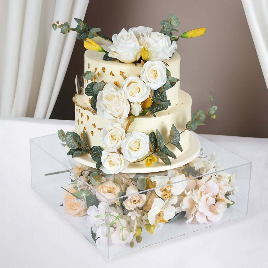 14x14 Clear Acrylic Cake Box Stand | eFavormart.com